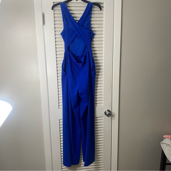 WOMENS S BLUE EXPRESS BACKLESS JUMPSUIT - Picture 2 of 3